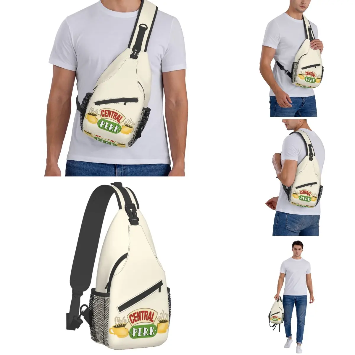 Zentrale perk Freunde kleine Schulter tasche Brust Cross body Schulter Schlinge Rucksack Wandern Reise Tages rucksäcke klassische TV-Show lustige Packung