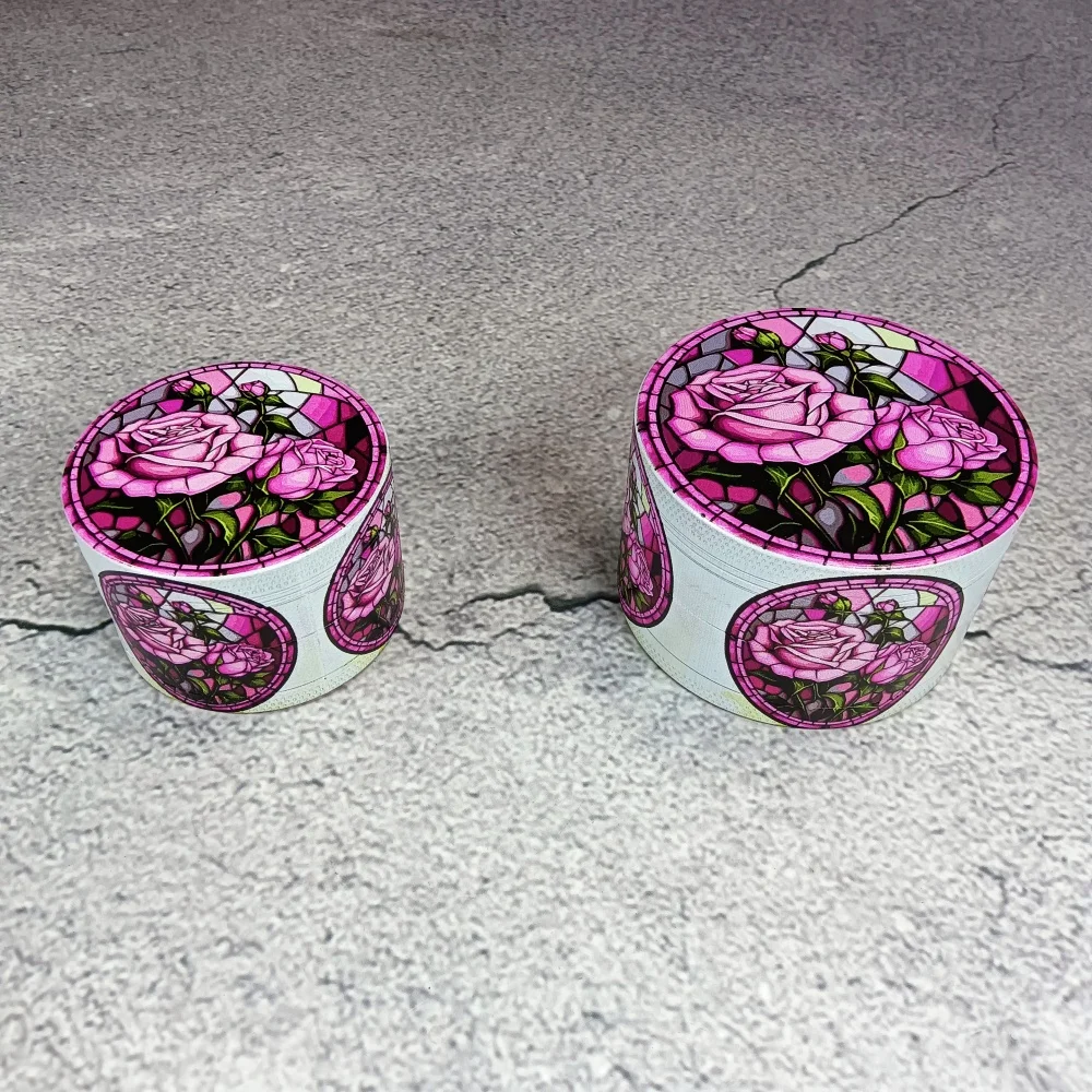 2/2.5inch Flower Pink Metal Herb Grinder Tobacco Vanilla Bud Grinder Grass Cigar Mill Mortar 4-Layers Smoking Cigarette Tool