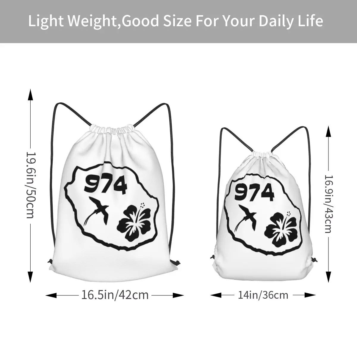 974 Reunion Island Backpacks Portable Drawstring Bags Sports Bag Book Bags for Man Woman Students