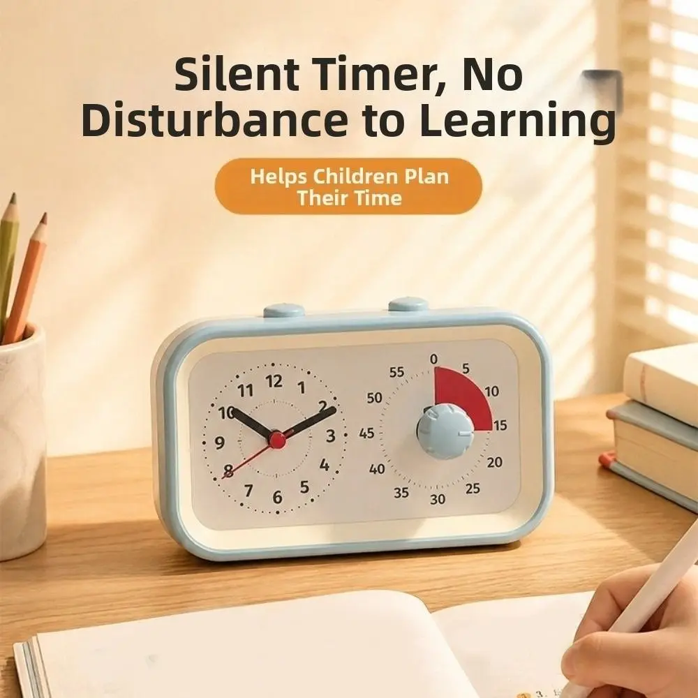 Dual Screen Dual Screen Visual Timer Self-discipline 60 Minute Countdown Time Manager Alarm Clock Silent Battery Operated