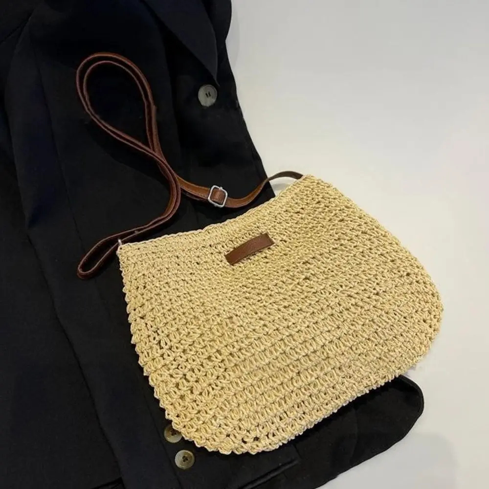 Bolsos laterales de paja para mujer, carteras de hombro tejidas, bolso de mano, bolso de playa