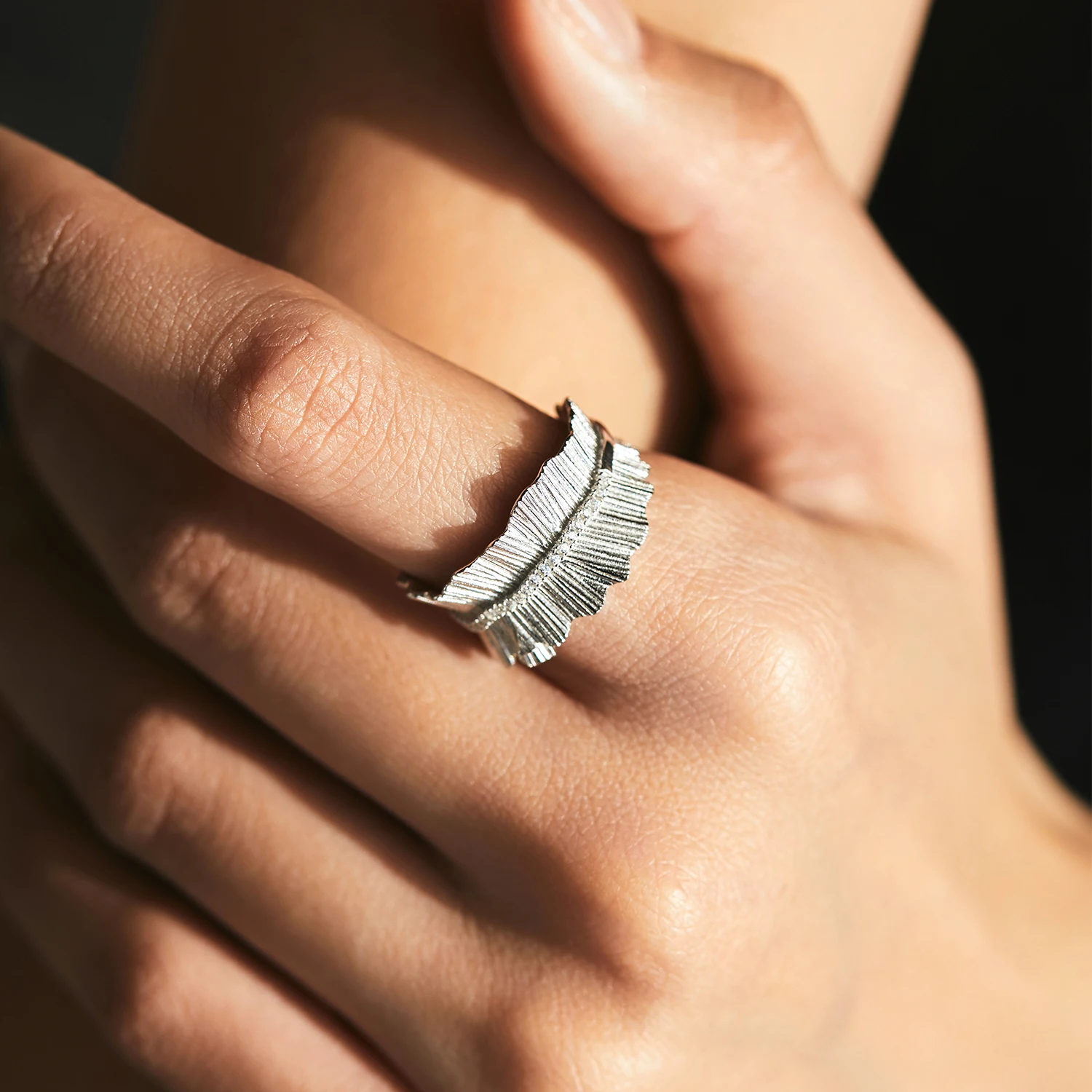 MODIAN 925 Sterling Silver Irregular Texture Adjustable Finger Ring Thick Stackable Pave Setting Rings For Women Fine Jewelry