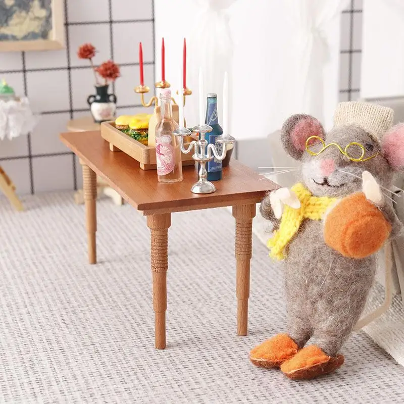 Hot Sale 1Pcs Dollhouse Miniature Simulation Mini Wooden Table Chair Furniture Model Toys For Doll House Accessories Decoration