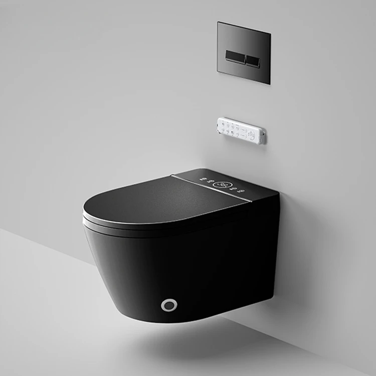 Smart wall hung toilet and bidet black manufacturer direct hot selling smart heated bidet