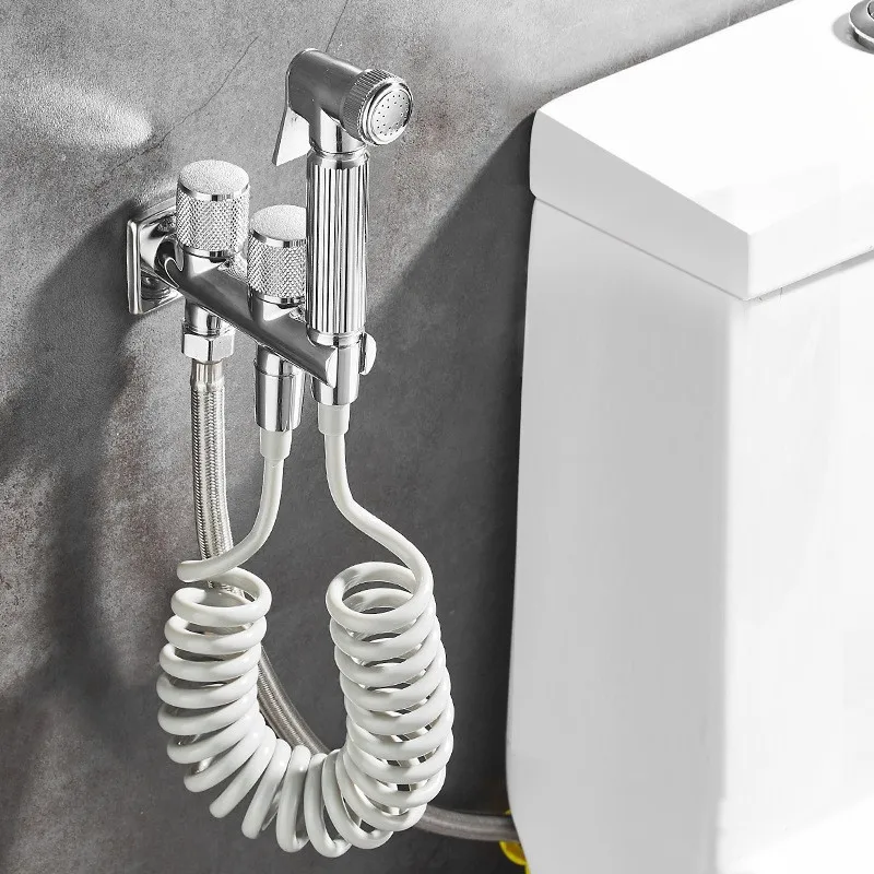 

Hygienic Shower for Bathroom Toilet Bidet Faucet Double Outlet Angle Valve Shower Head Toilet Sprayer Douche Hygienic Shower