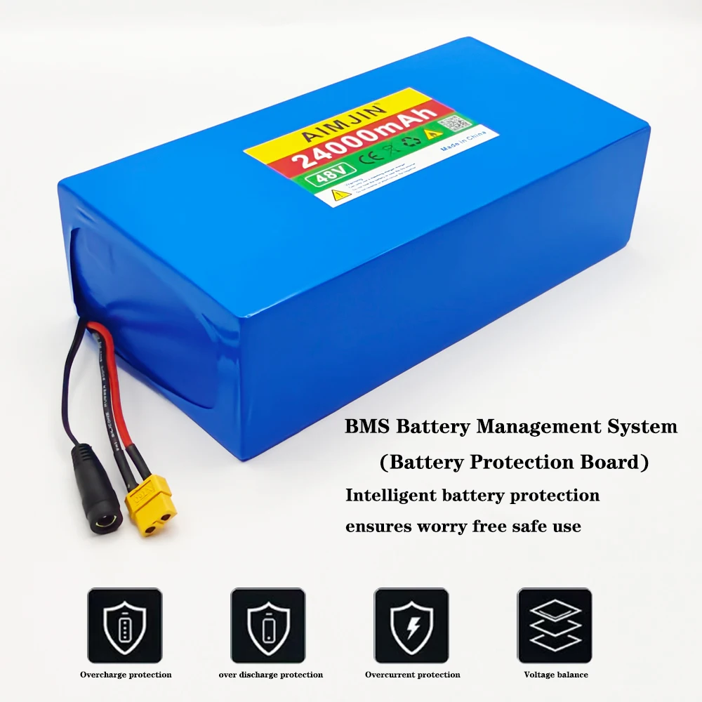 48V 24AH 13s6p lithium-ion battery pack 48V 24000mAh 1500W  scooter and bicycle battery, with BMS+54.6V charger