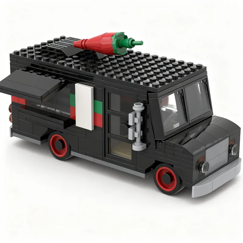 

320PCS MOC Technology Hot Pepper Food Truck Model DIY Creative Assembly Building Blocks Display Birthday Gift Decoration Home