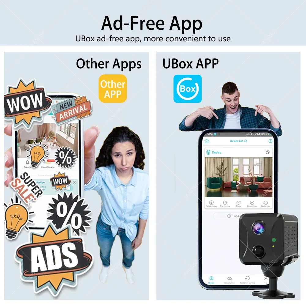 Ubox Mini 4G Security Camera SIM Card or Wifi Ultra HD Surveillance Camera 3800 mAh Battery Low Power Voice Intercom CCTV Camera
