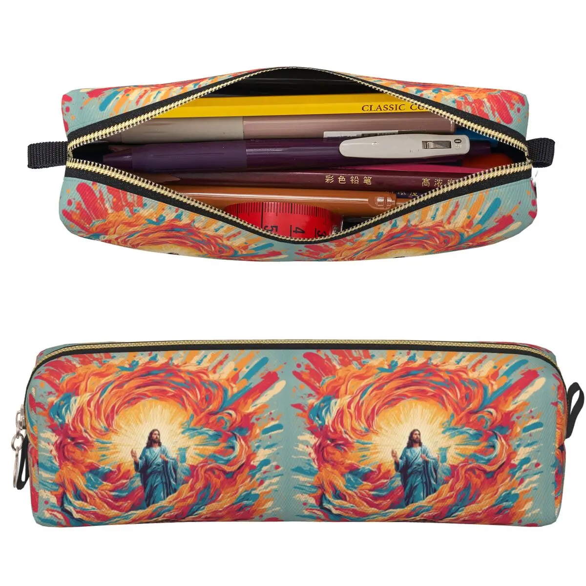 Étuis à crayons avec citations bibliques de Jésus ressuscité, grande capacité, boîte à stylos pour garçons et filles, pochette à crayons, trousse à cosmétiques