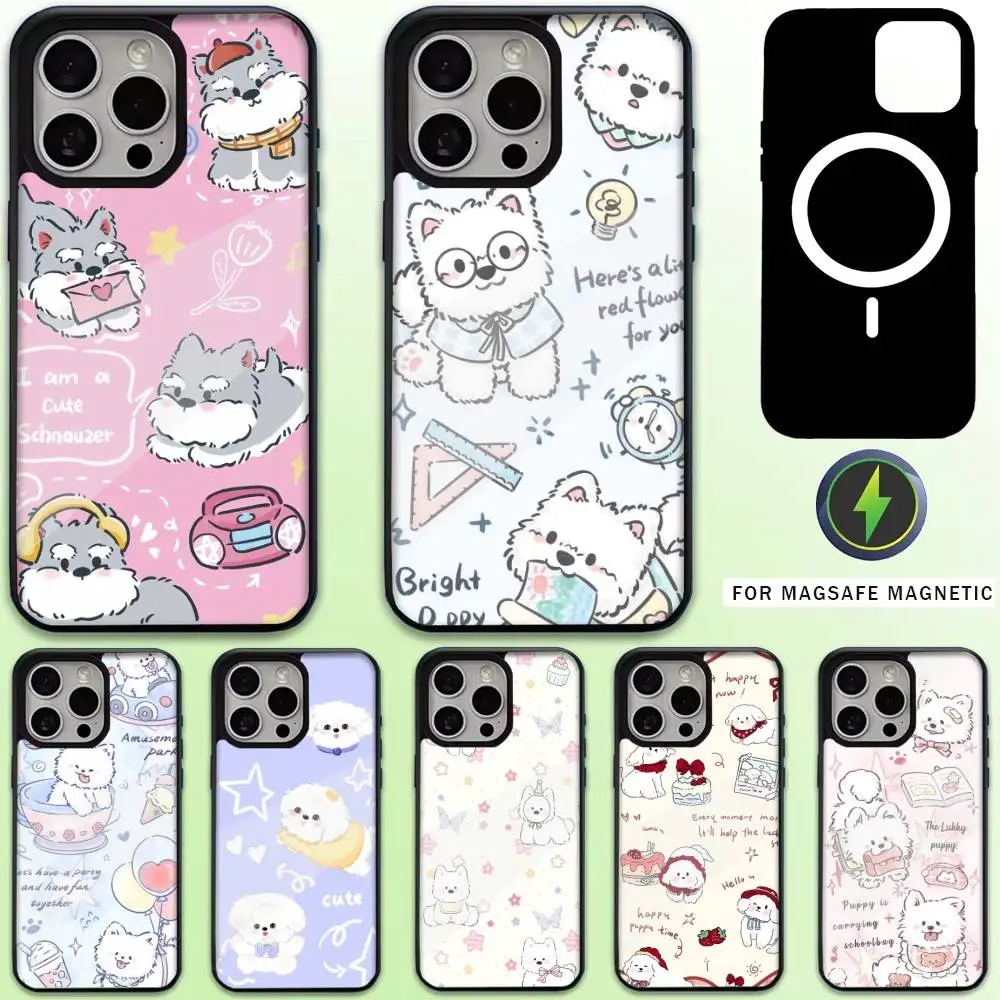 

Cartoon Schnauzer Dog Phone Case For iPhone17,16,15,14,13,12,11 Plus,Pro Max Magnetic For Magsafe Wireless Charging