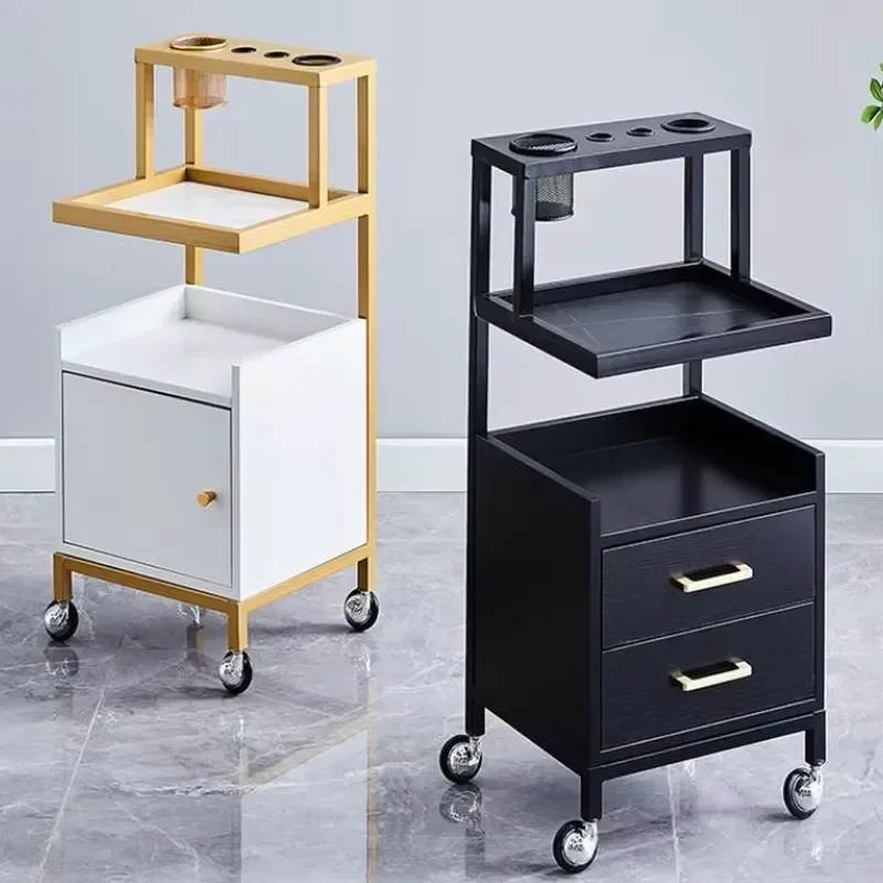 Hair Salon Special Trolley Standing Shelf Tool Table Solid Wood Multi-functional Hair Dresser Cabinet