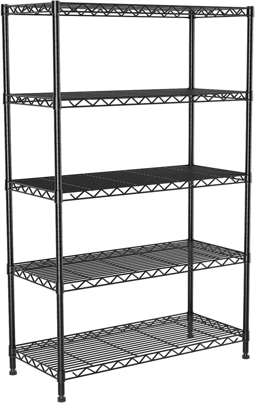 

5-Tier Heavy Duty Metal Shelving Unit with Wheels, Adjustable Height for Kitchen Garage Office Storage