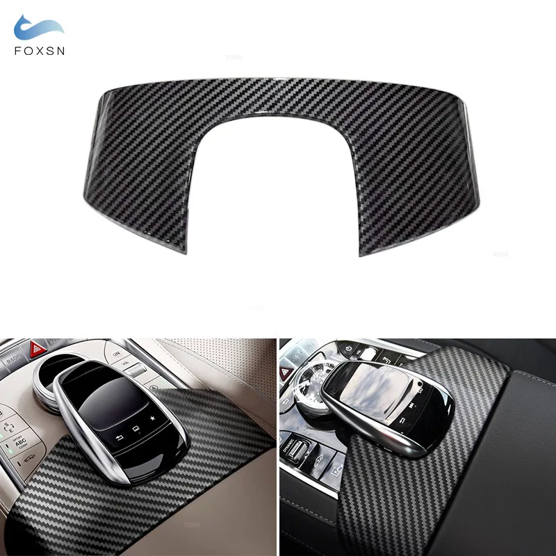 Car Inner Accessories Center Console Armrest Box Protection Cover ABS Carbon Fiber Trim For Mercedes Benz S Class W222 2014-2019
