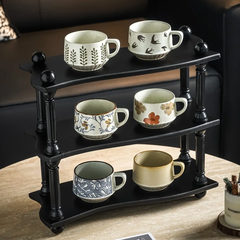 

Suitable for Light luxury retro multi-layer living room cup porch rack design sense installation-free cosmetics storage rack who
