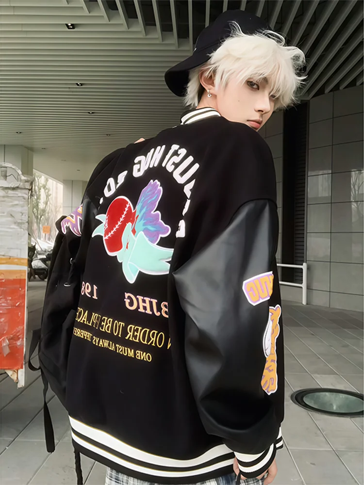 

American Sle Cleanfit ort Baseball Jaet Men's Spring Autumn Street Hip Hop Design Patchwork Embroidery Jaet