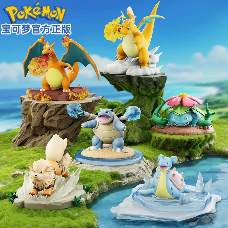 

anime Pokemon Charizard Blastoise Action & Toy Figures decorate Desktop ornaments pvc Surroundings Color box Accessories Gift