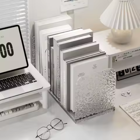 Durable 4 Grid Desktop Bookends Luxury Simple Divider Bookshelf Minimalism Desk Storage Rack School