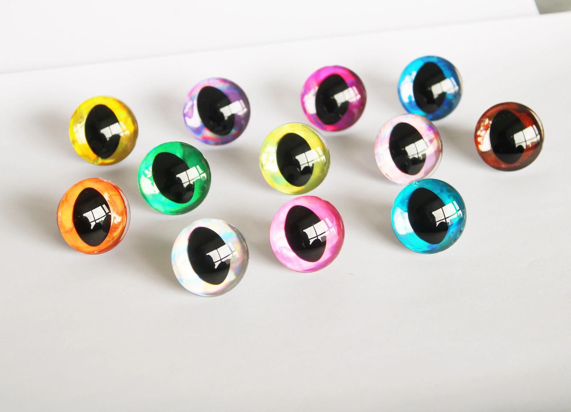 D12- masckaszem  eyes 10PAIRS 10mm to 30mm colorful 3D cat eyes with hard washer for diy plush handctrfe findings