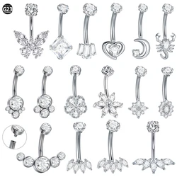 1Pc Titanium Zircon Belly Ring Navel Piercing Internally Threaded Belly Button Ring Ombligo Body Piercing Jewelry 14G
