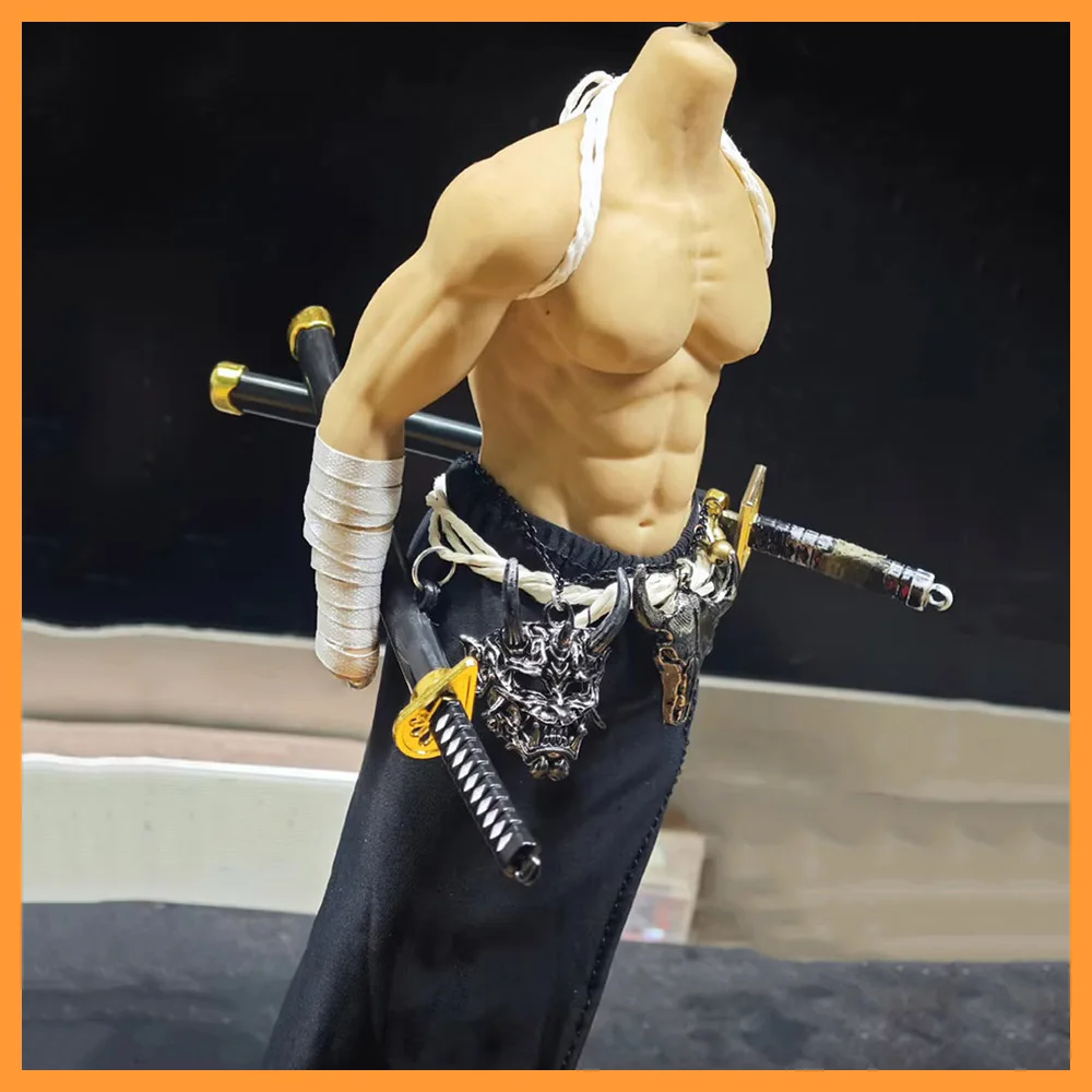 1/6 Scale Male Soldier Sexy Samurai Clothes Set Black Long Skirt with Sword Model for 12