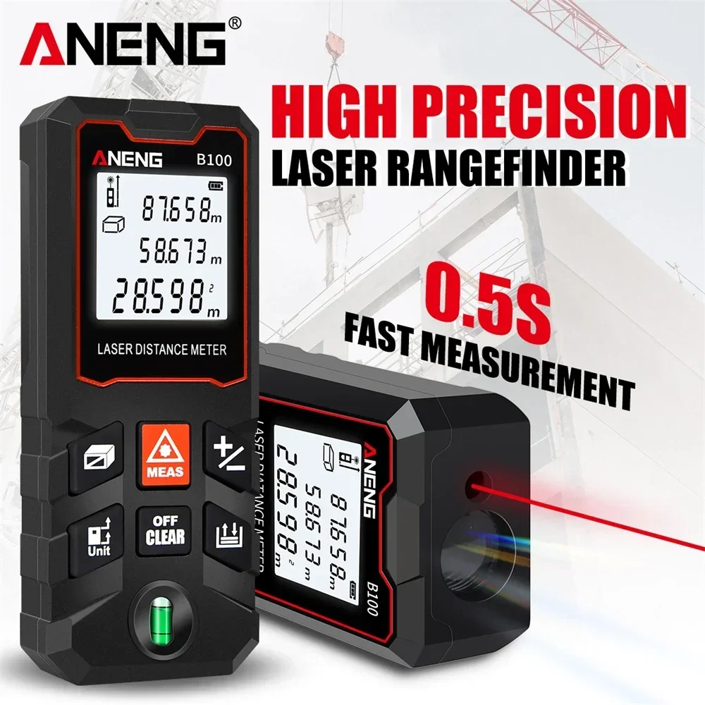 ANENG B100  Laser Rangefinder Digital Tape Measure 100m High Precision Laser Distance Meter Digital Roulette Range Finder