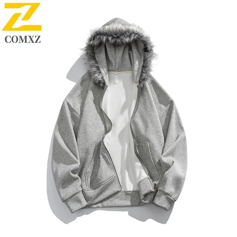 

COMXZ Тренч Свободный американский ретро уличная одежда Кемпинг Работа Мужская университетская куртка 2025 Туризм Удобная верхняя одежда с меховым воротником