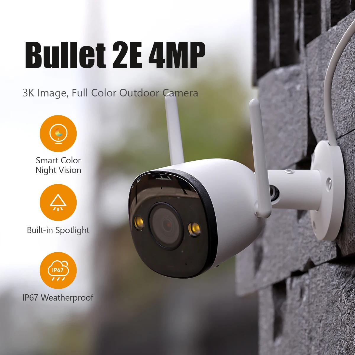 Bullet 2E 4MP 3K Full Color Night Vision Camera WiFi Camera Outdoor Surveillance Waterproof Home Security Human Detect IP Camera
