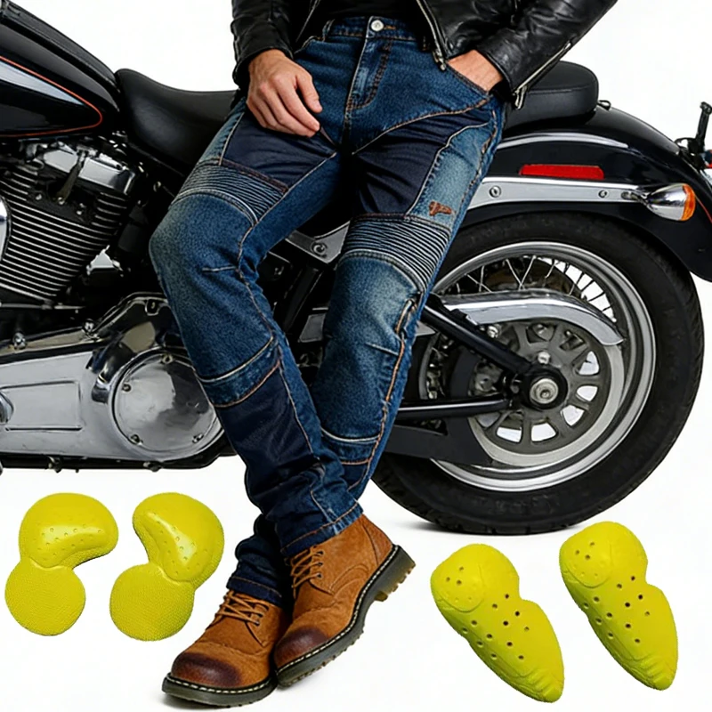 Men Summer Motorcycle Riding Pants Blue Kevlar Jeans Abrasion Resistant Windproof Dirt Bike Riding Protective Gear 032