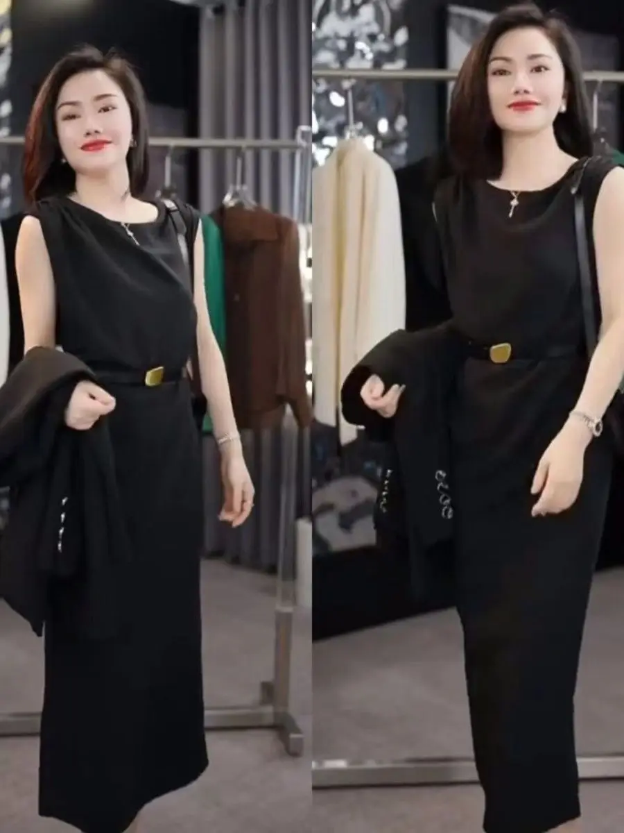 

Fashionable OL Suit Dress Two-Piece Set Women's Clothing Slimming Elegant Brand Tag Clip Design Long Sleeve High Waist Pants