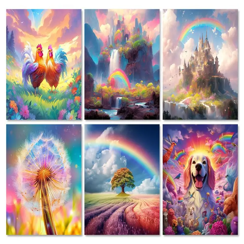 

RUOPOTY 5d Diamond Painting Rainbow Picture Diy Craft Kit Embroidery Dog Animals Wall Decor Rhinestones Cross Stitch Artwork