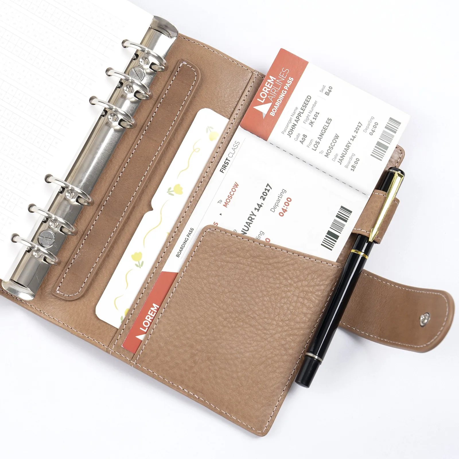 Moterm Franklin Covey Compact Size Elite Ring Planner Vegetable Tanned Leather Notebook Cover FCC Binder Organizer Journal Diary