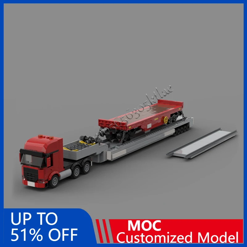 

592 PCS Customize SLT Heavy Truck Rail Schwertransport LKW Eisenbahn MOC Building Block Model Children Assembly Christmas Gifts