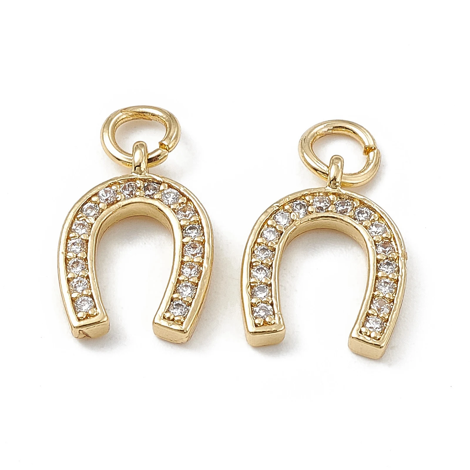 

5pcs Horseshoe Charm Brass Cubic Zirconia Charms with Jump Ring for Making DIY Jewelry Necklace Earring Bracelet Supplies