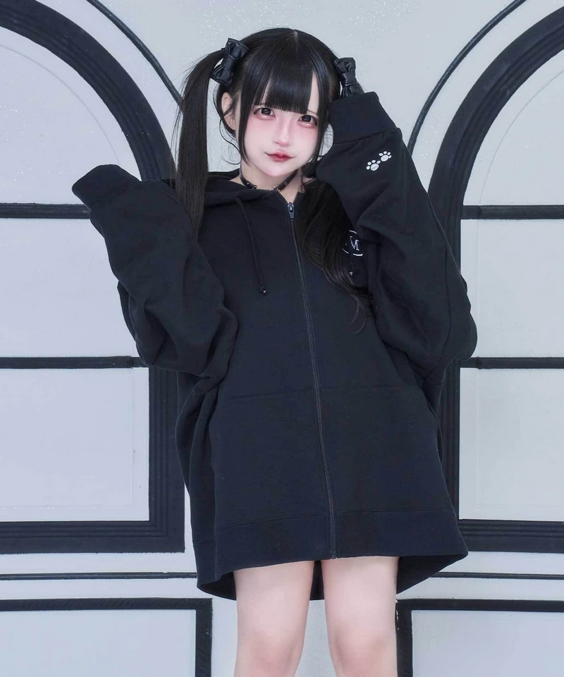 Japanese Mass-produced Mine Loose Jacket Autumn Women's Letter Embroidery Cotton Hooded Coats Subculture Girl's Sweet Cool Top