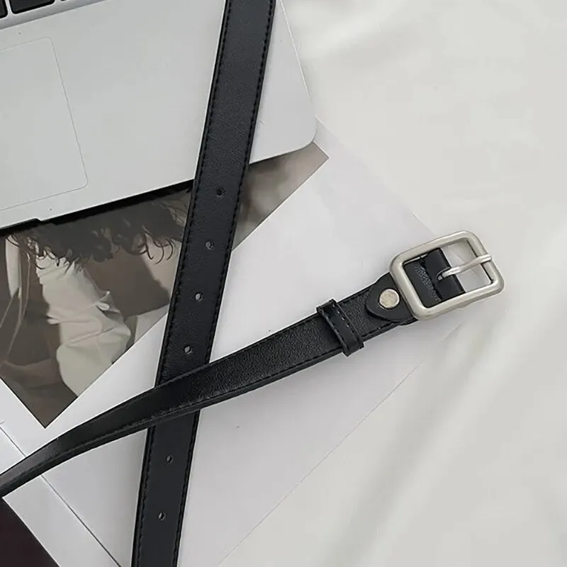 1pc Women's Belt Trendy Square Buckle Belt High End Genuine Soft PU Leather Belt Paired with Skirt Work Pants Jeans Belt Unisex image 3