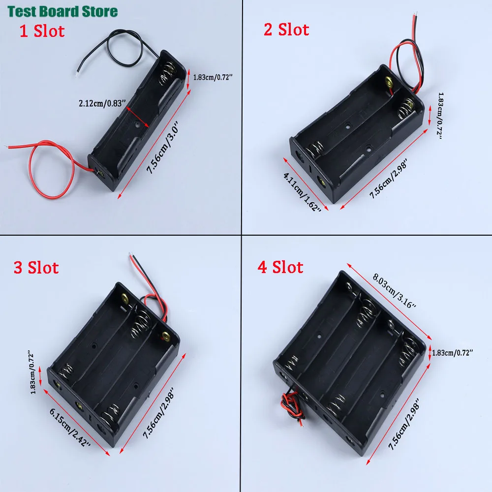 

1/2/5pcs 18650 Battery Holder Box 1 Slot 3.7V Battery Storage Case 1/2/3/4 Cell Plastic Container with Connect Black Red Wires