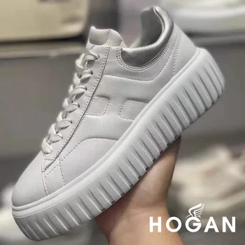 Hogan 여성용 통기성 두꺼운 밑창 비스킷 신발, 내부 높이 증가, 소형 플랫폼 스니커즈, 2024 신상
