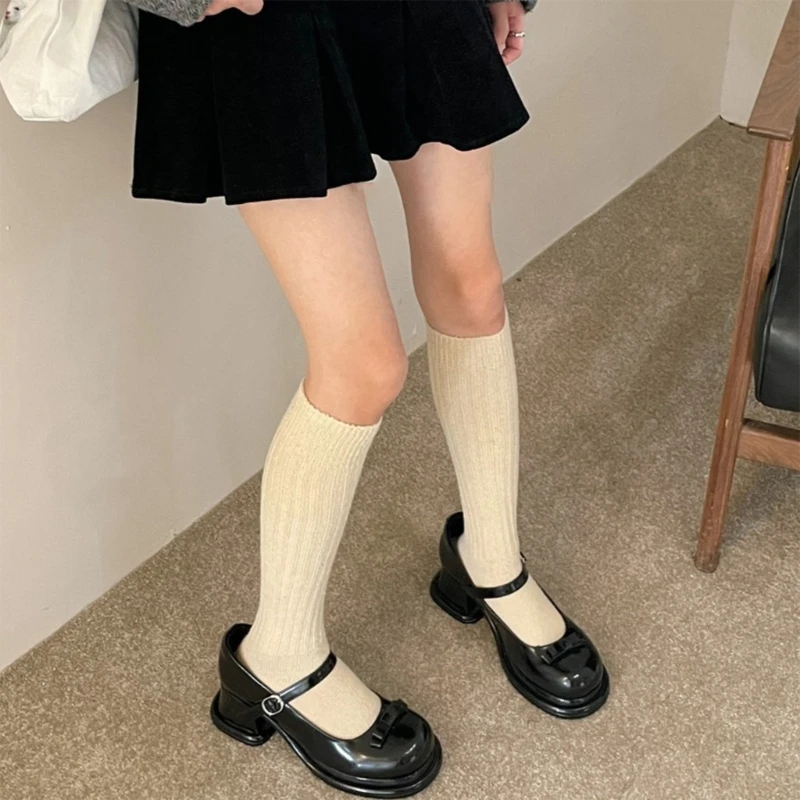 1 Pair Knee Length Stockings Princess Dress Socks Ruffle Calf Tube Frilly Socks