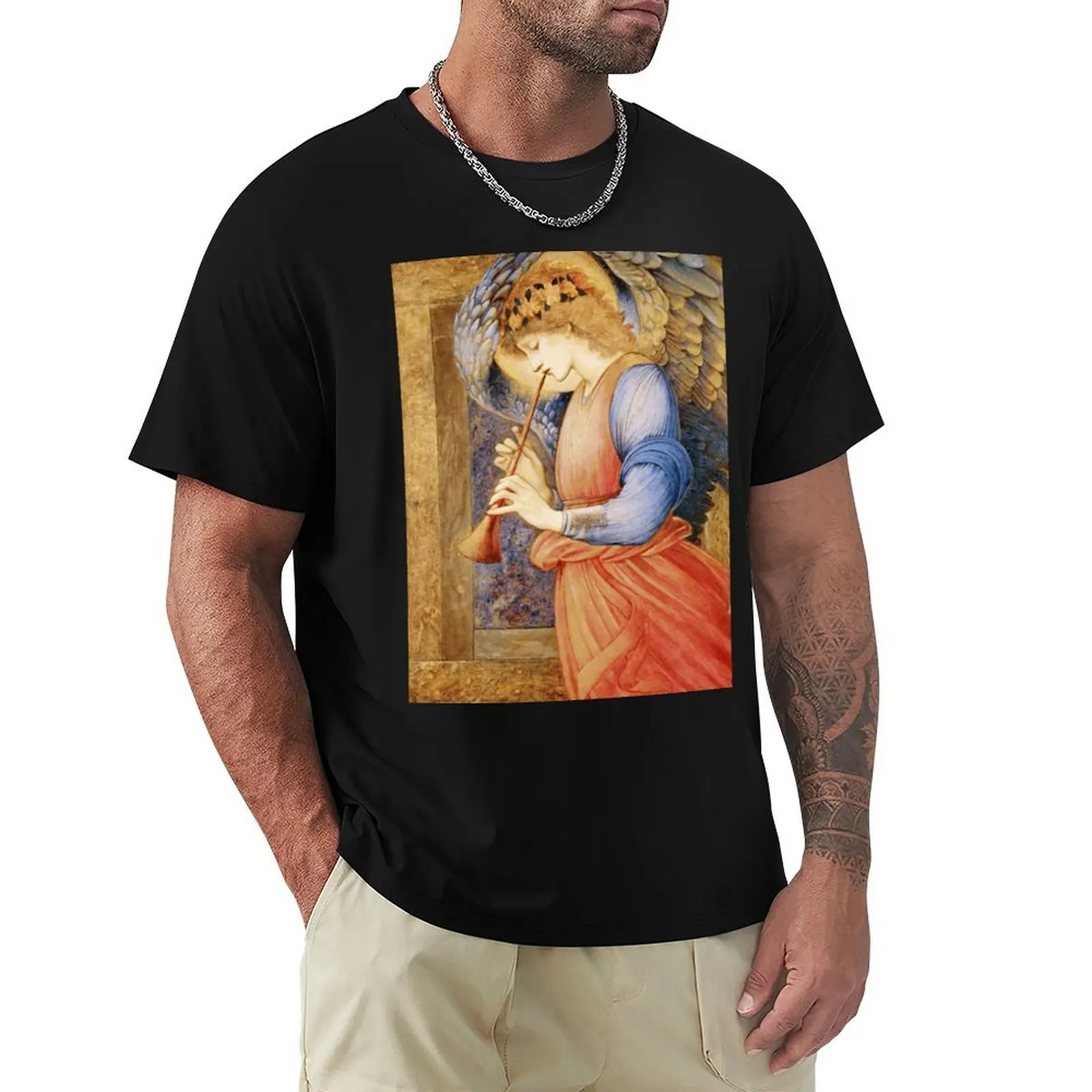 Edward Burne-Jones - Angel Playing A Flageolet T-Shirt Classic Crew Neck Cotton T-Shirt