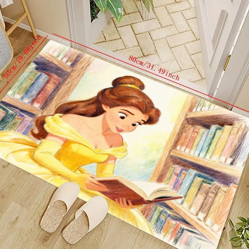 

1 шт. милый коврик Disney Princess Belle для чтения библиотеки, 50x80 см, коврик для книжной полки с героями мультфильмов «Красавица и чудовище» для гостиной