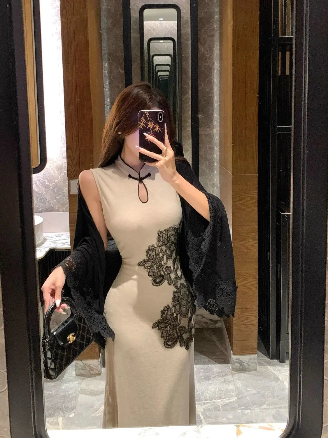 Chinese-style National Style Modified Cheongsam  Black Cardigan For Women Early Autumn Embroidered Temperament  Qipao
