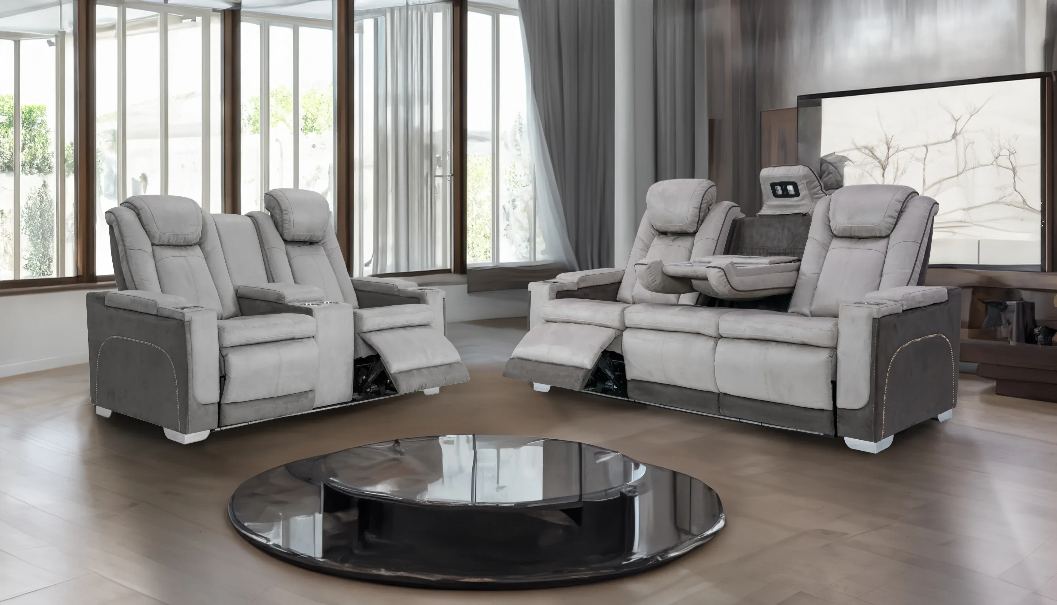 Luxury Living Room Home Furniture Velvet Fabric Electric Power Recliner Sofa 3 2 1 Seater Modern Sofa Set