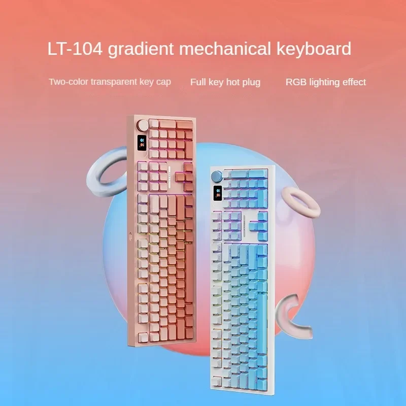 

LANGTU LT104 Side Engrave Gradient Custom Mechanical Keyboard Wireless 2.4g Bluetooth Triple Mode RGB DIY Ergonomic HotSwappable