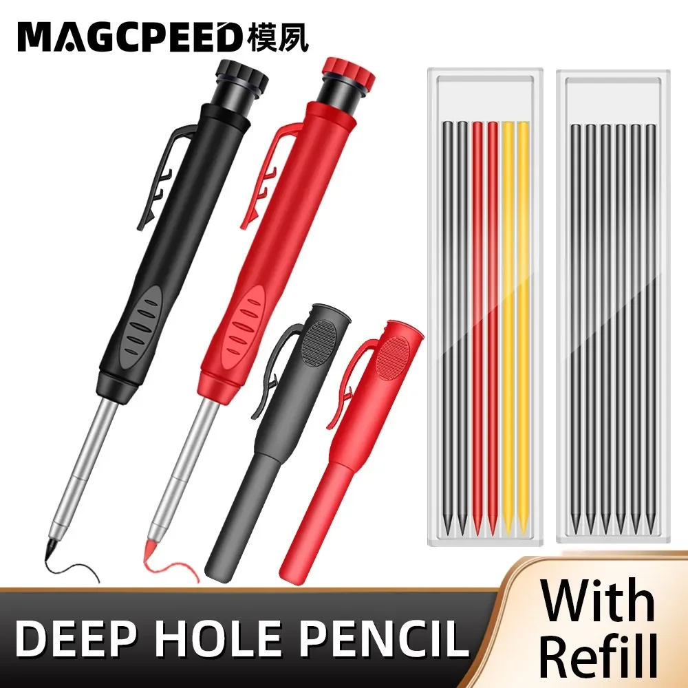 1PC Deep Hole Marking Pencil Carpenter Scriber Mechanical Pencil 2.8mm Solid Carpenter Pencil Scriber Refill Woodworking Tools