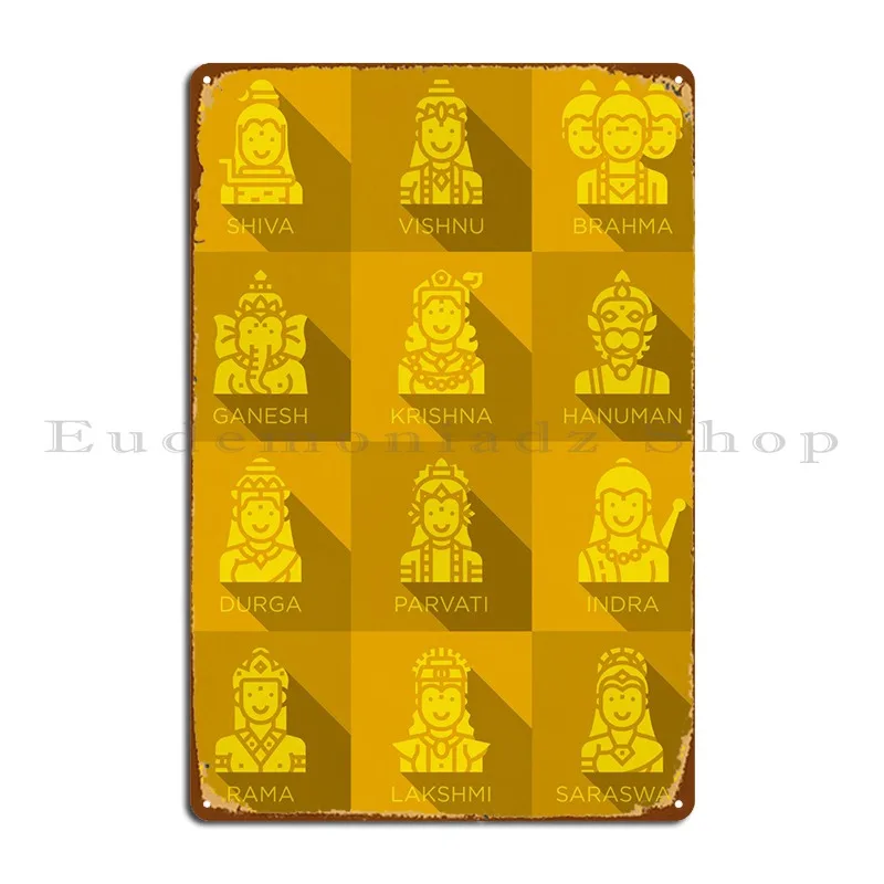 Hindu Gods Icons 7 Metal Signs Retro Club Printing Cinema Wall Custom Tin Sign Poster