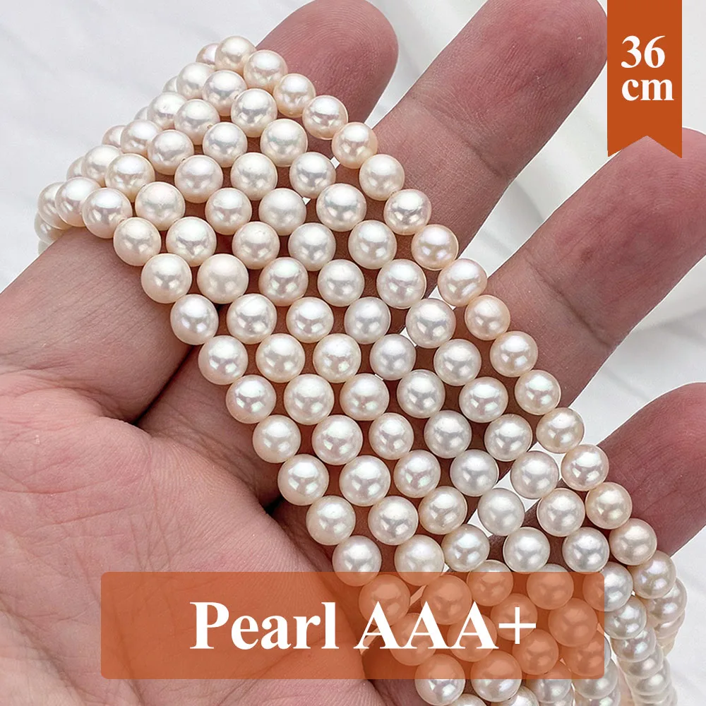 6.5-7.5mm Natural Freshwater Pearls Bead Round Pearl Loose Spacer Beaded for Making DIY Jewelry Necklace Bracelet Accessories