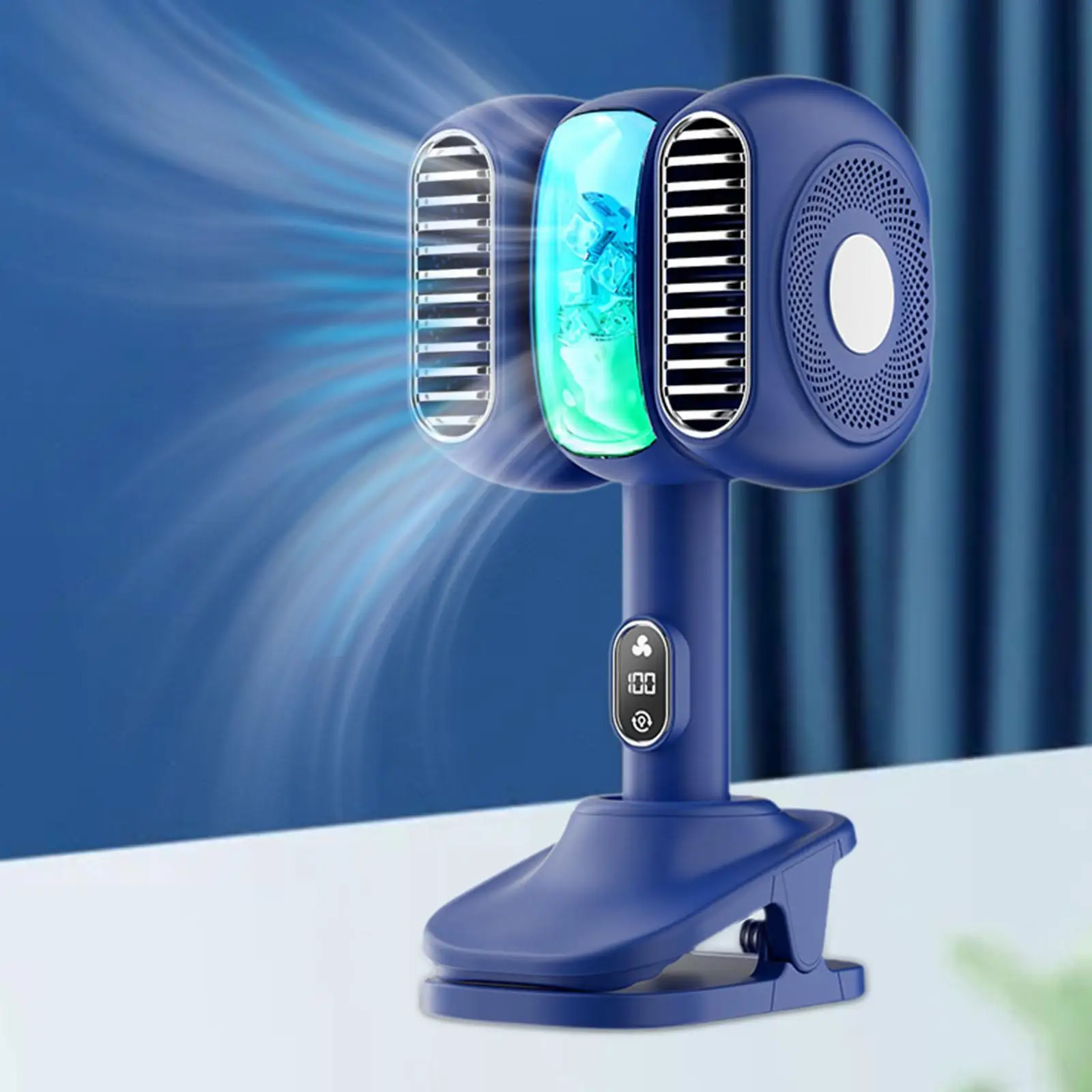 USB Clip-on Fan, Fan mesa pessoal, viagens ao ar livre, 360 ° Rotatable, Quiet