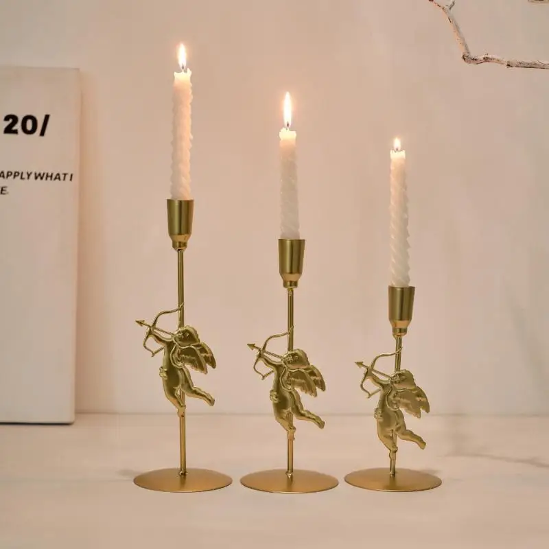 Vintage Elegant Metal Cupid Candle Holder Romantic Design Suitable For Wedding Anniversary, Home And Hotel Decoration