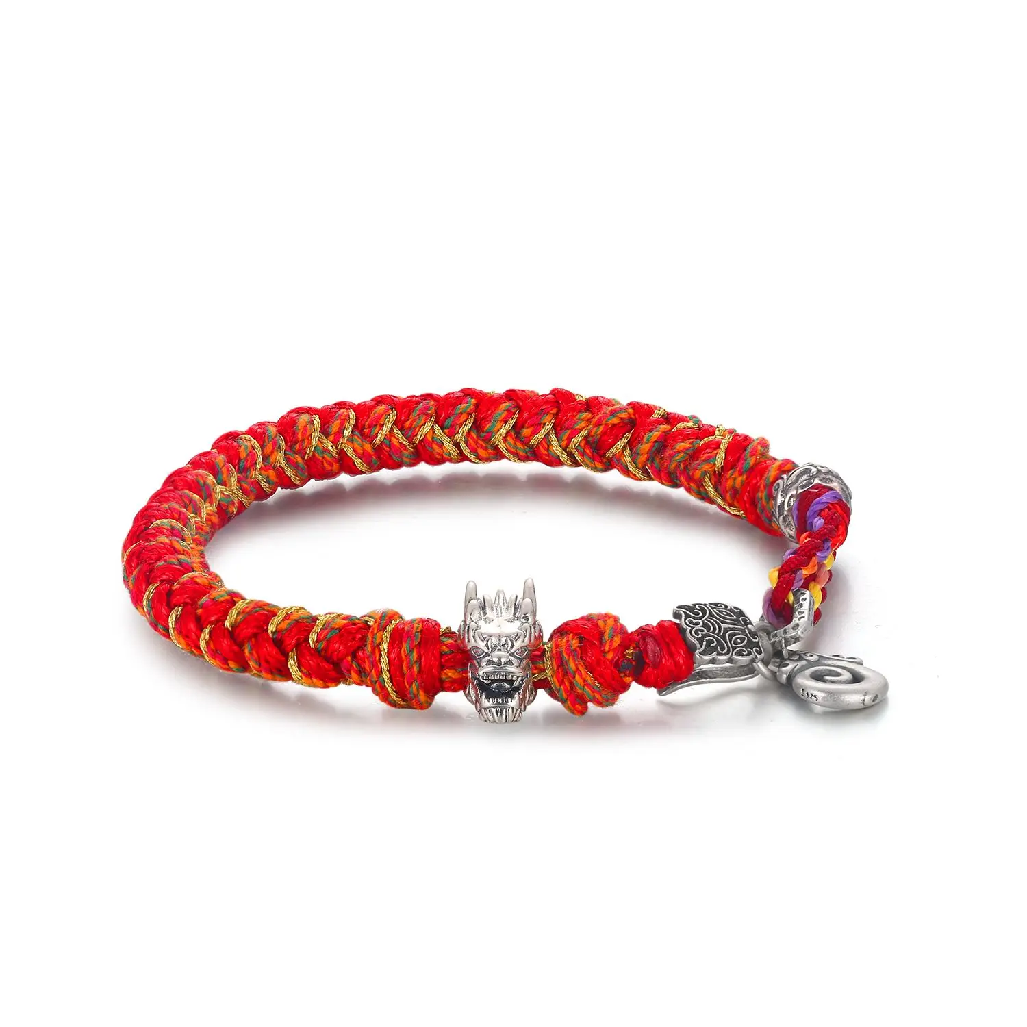 Dragon Year This Animal Year Red Rope Bracelet Men and Women 925 Silver Dragon Accessories Tai Year Dragon Handmade Diy Ornament