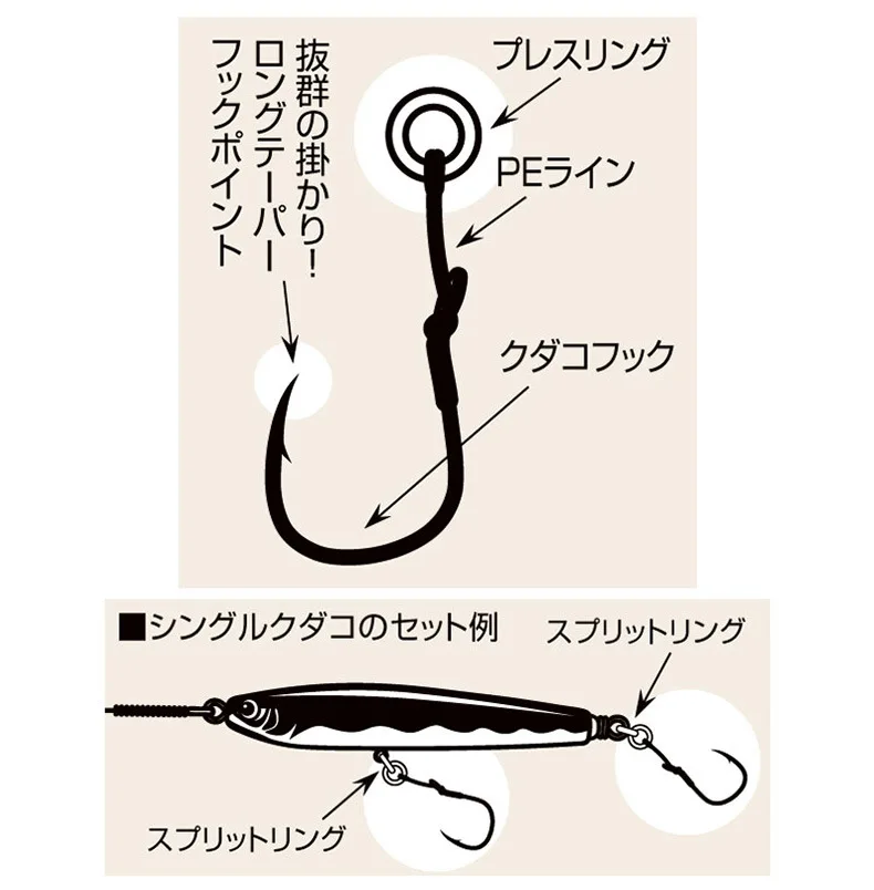 2pcs/bag High Carbon Steel Slow Single Hook Sea Fishing Hook Saltwater Fishing Metal Jigging Assist Hooks